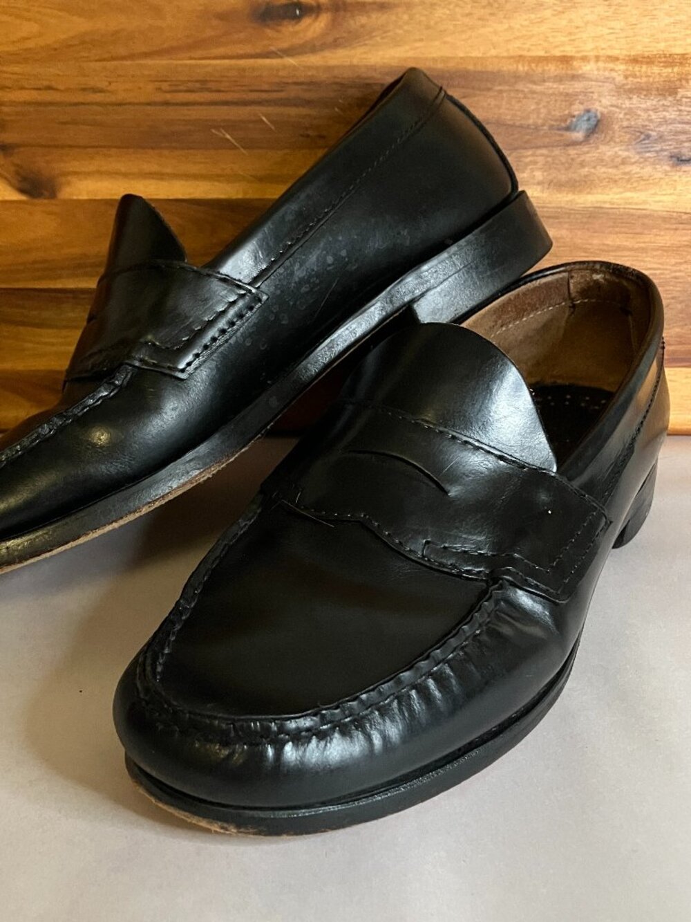 Vintage G.H. Bass Weejuns Black Penny Loafers Made In USA